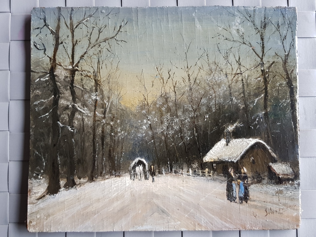 Onbekende kunstenaar - Wintergezicht - Olieverf op board kopen? Bied vanaf 1!