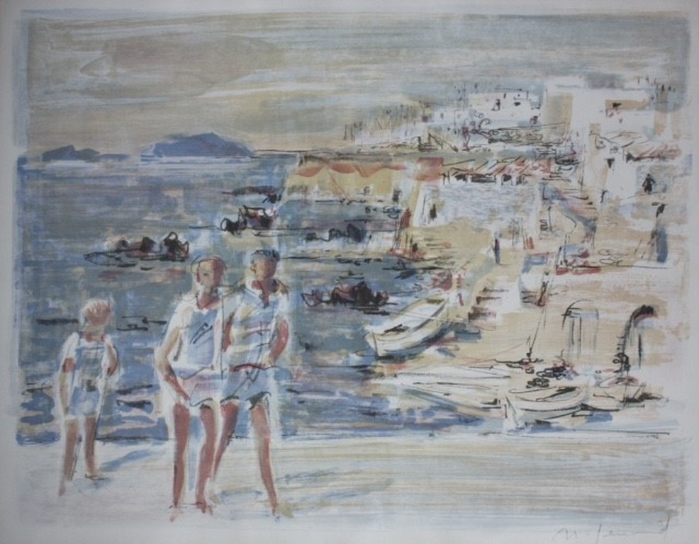 Nanette Genoud litho Knaben im Hafen von Salina. kopen? Bied vanaf 1!