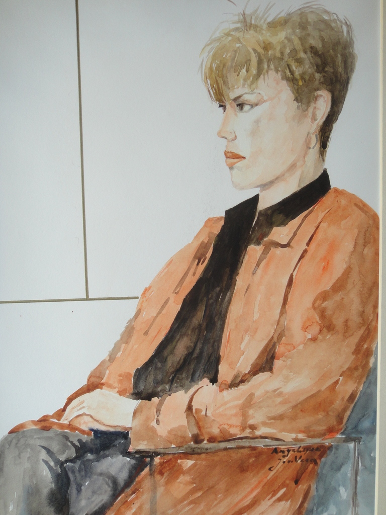 Jaap van Veen, aquarel, jaren '70 portret van Angelique kopen? Bied vanaf 1!