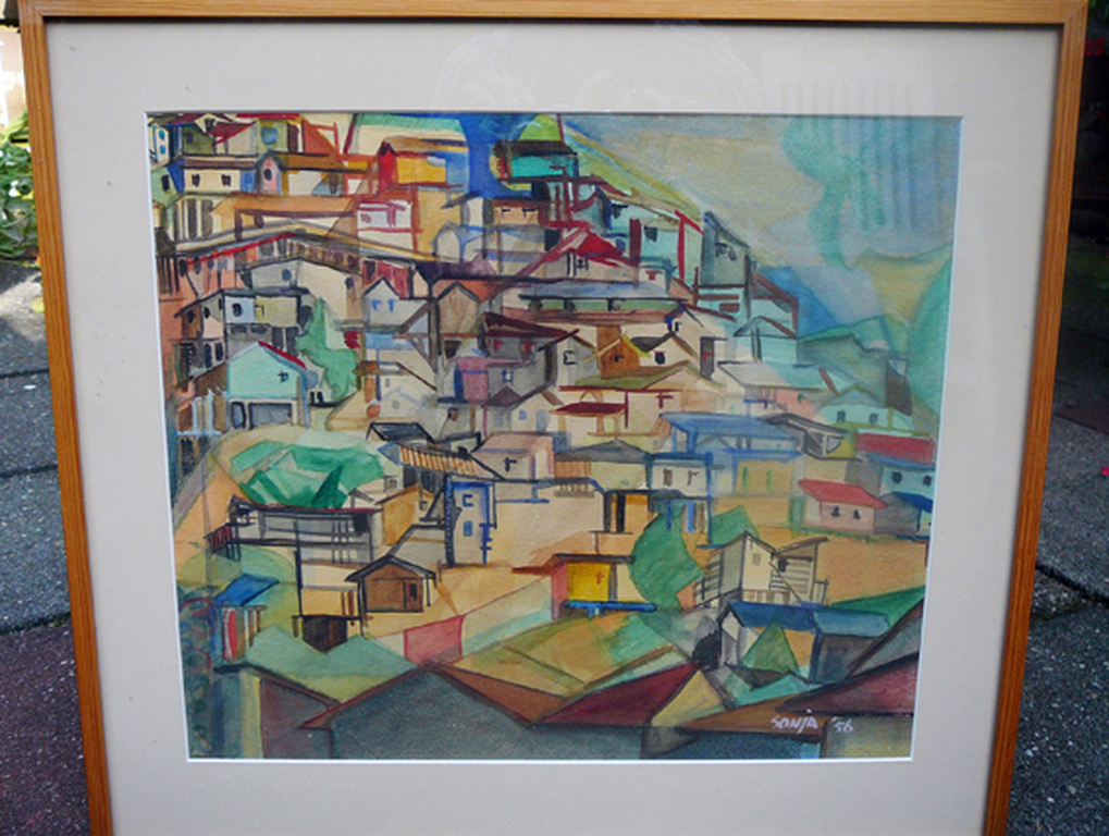 Sonja van Es - Sonja Irene van Es: Bergdorp -aquarel/gouache 1956- kopen? Bied vanaf 1!