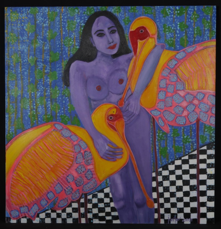 Margit Junge: Acryl op doek, Me and my spoons (Groot) kopen? Bied vanaf 100!