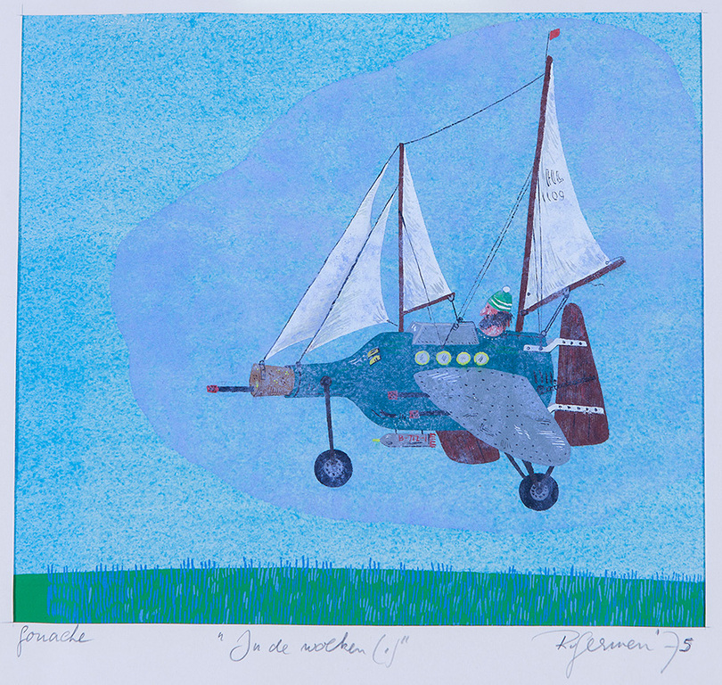 Rene van Gerwen - Gouache op Papier - In de Wolken kopen? Bied vanaf 10!