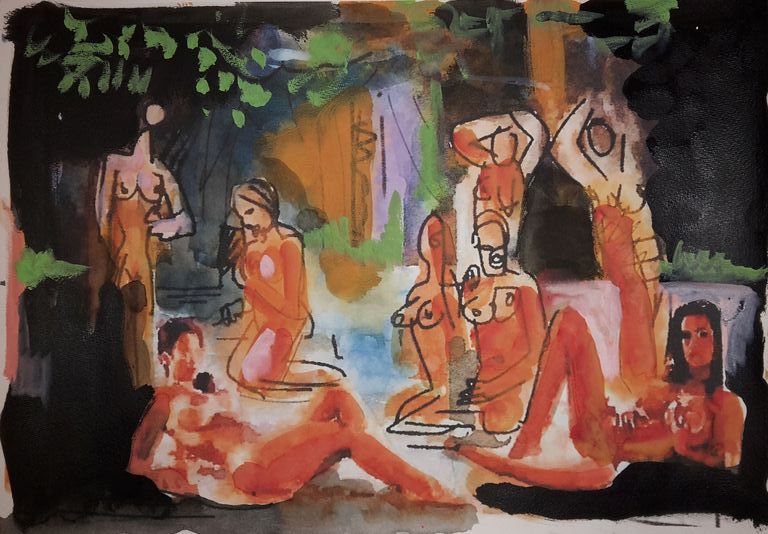 Peter Klashorst - gemengde techniek op aquarel papier - Paul Cezanne was a... kopen? Bied vanaf 75!