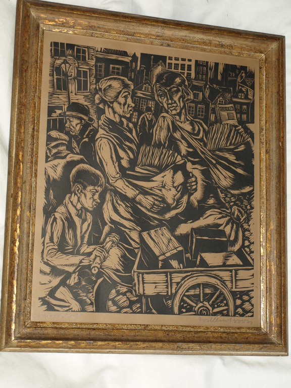 Willem Boon (1902-1986) : Houtsnede – Werkstad - Ingelijst - 1929 kopen? Bied vanaf 75!