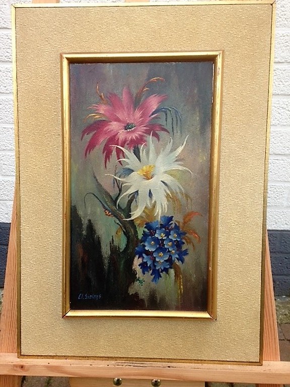 Clement Sielens, olieverf op paneel, Exotische bloemen kopen? Bied vanaf 50!