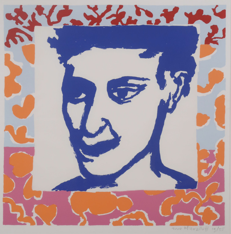 Marianne Haselhoff: Zeefdruk, Z.T. (Blauw hoofd) - Ingelijst  kopen? Bied vanaf 1!