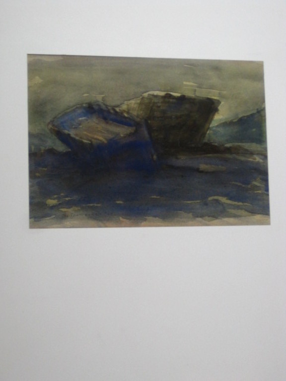 sfeervolle aquarel "boten op strand bij avond" gesigneerd Chris Tonbreeker (1927 kopen? Bied vanaf 1!