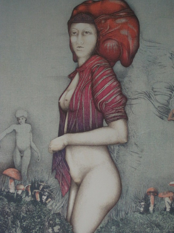 Bijzondere surreal.Litho kleine oplage van Georg Hadeler (1939-) "Droomvrouw"  kopen? Bied vanaf 1!