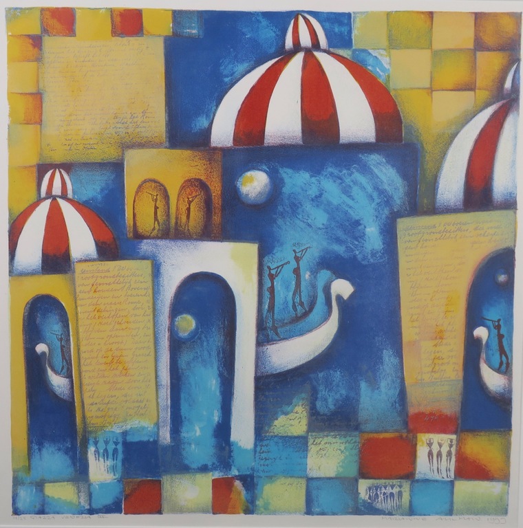 Marianne Aulman: Litho, Piazza Venezia III - Ingelijst kopen? Bied vanaf 1!