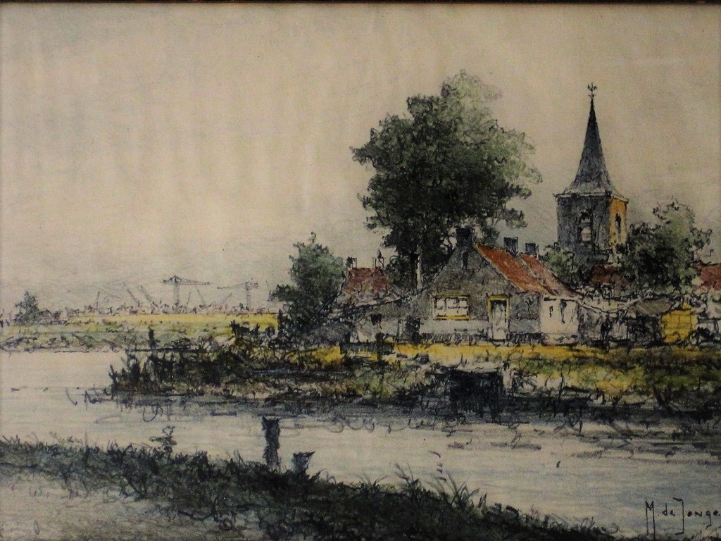 Impress. Aquarel van Rotterdammer Marius Drulman (1912-1977) Kortenhoef ?  kopen? Bied vanaf 1!