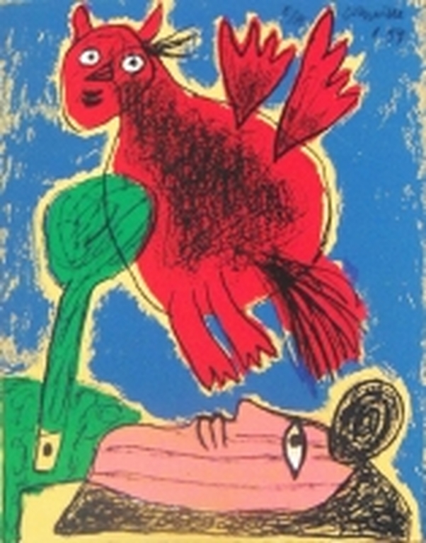Corneille: vrouw en vogel in rood verkocht voor € 65!