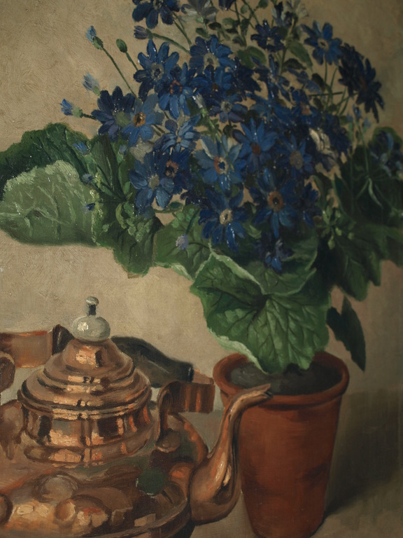 Kees Pel : Olieverf – Stilleven plant en koffiepot – Gesigneerd & ingelijst-1932 kopen? Bied vanaf 1!