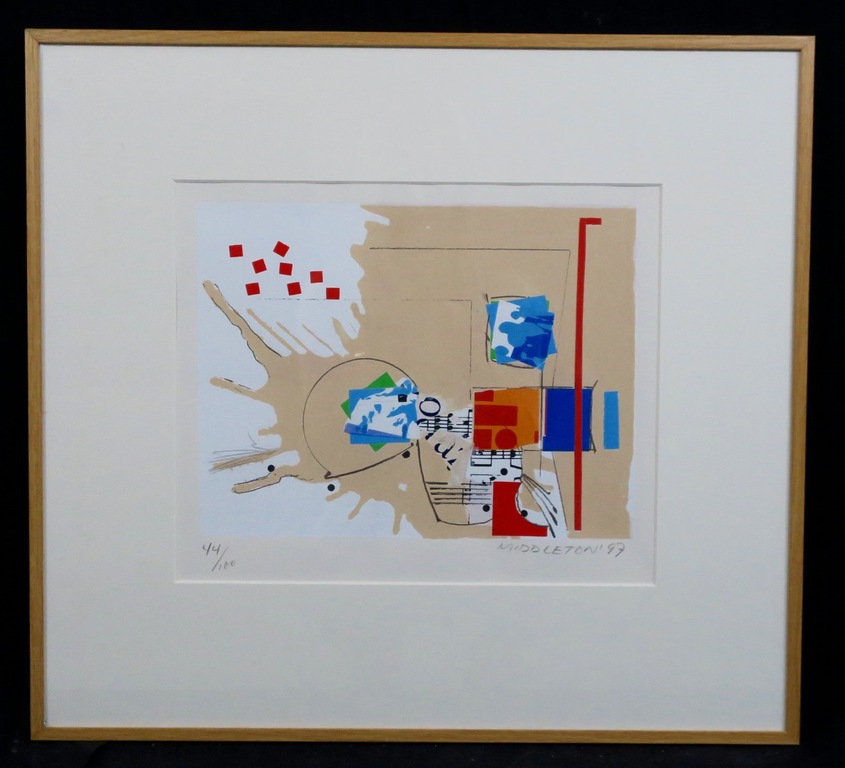 Sam Middleton: Zeefdruk, Composition IV - Ingelijst verkocht voor € 65!