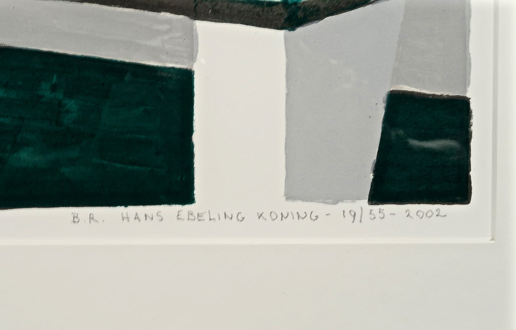 Hans Ebeling Koning: Zeefdruk, Brug rechts - Ingelijst kopen? Bied vanaf 1!