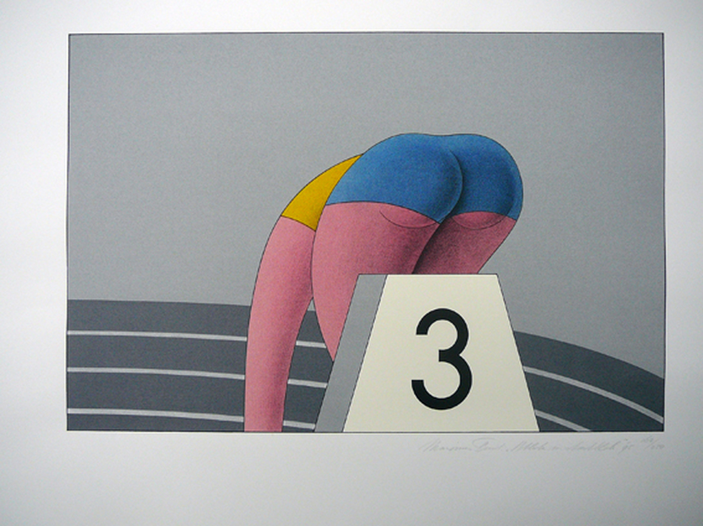 Marinus Fuit: 'Atlete in startblok' -zeefdruk 1995- verkocht voor € 70!
