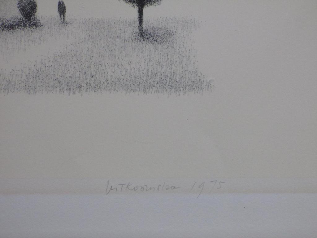 Metten Koornstra, Figuur in surrealistisch landschap. Litho kopen? Bied vanaf 1!