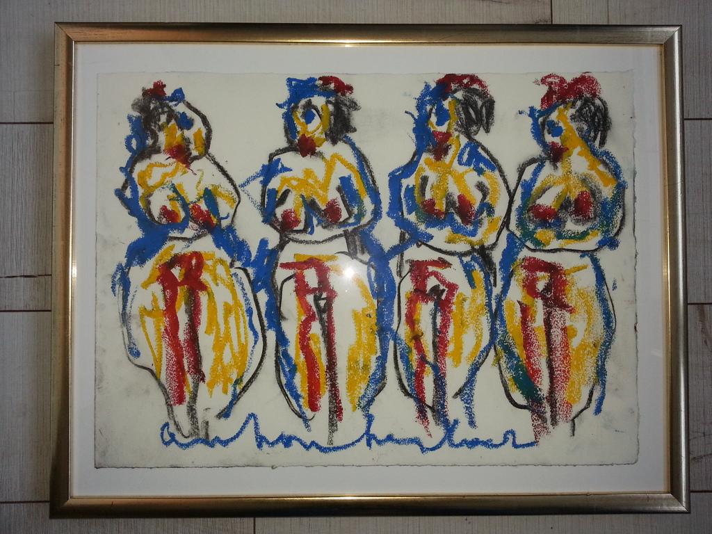 Anton Heyboer - Gouache, 4 vrouwen, gesigneerd m.o. kopen? Bied vanaf 295!