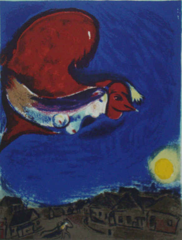 Chagall: originele litho 'le coq' uit 1950 verkocht voor € 60!