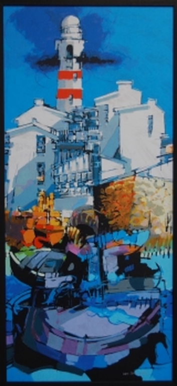 Hendrik van Veenendaal, zeefdruk op paneel in lijst, Titel:  verkocht voor € 75!