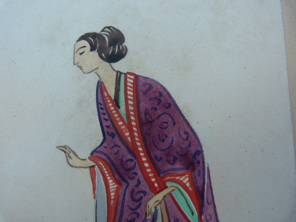 Gesigneerde aquarel - vrouw in kimono. kopen? Bied vanaf 1!