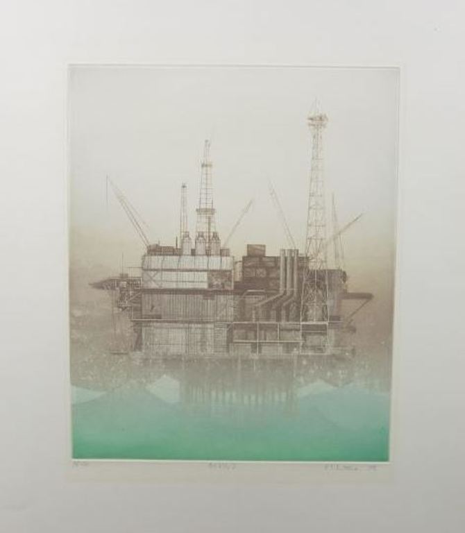 Martin Ware: Ets, Boorplatform in zee verkocht voor € 45!