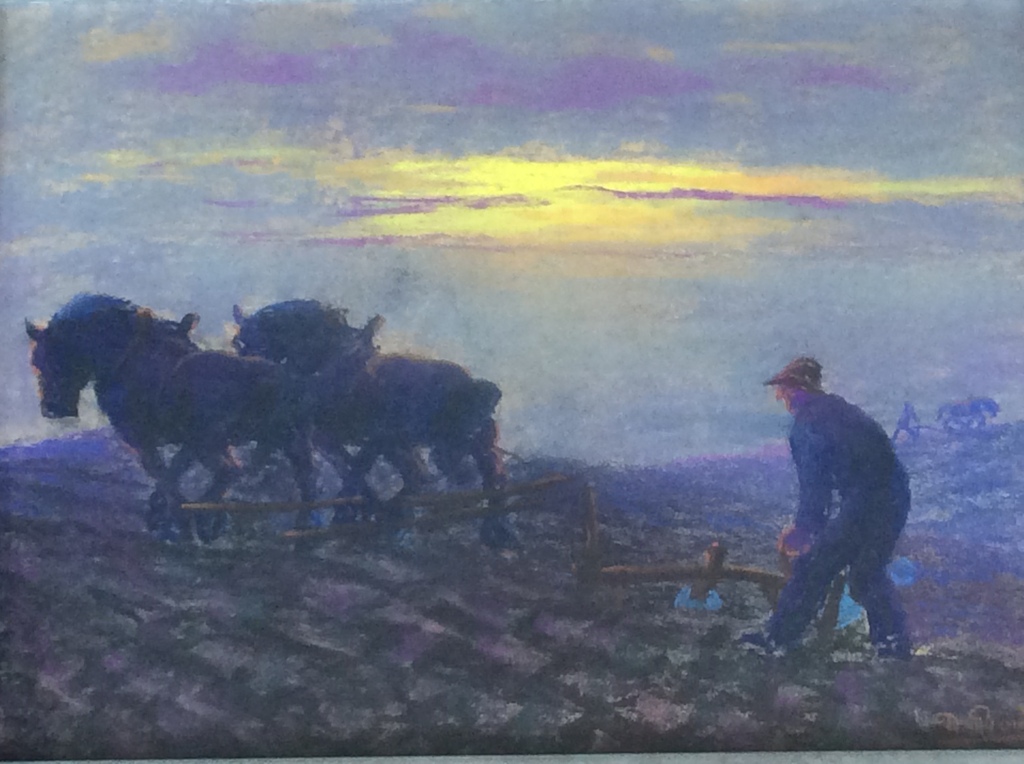 Jan Daniel Bout 1891-1965 “ Ploegende boer “ Pastel verkocht voor € 175!