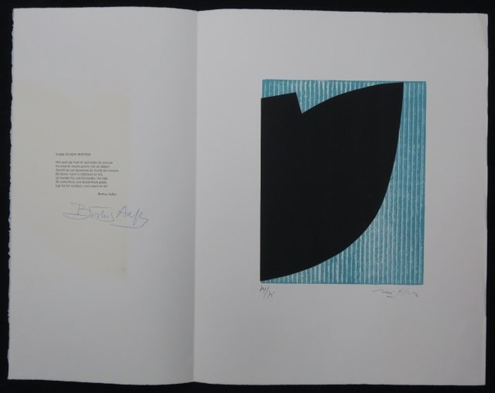 Willem Snitker: Litho voorzien van omslag met gedicht, Park in den winter kopen? Bied vanaf 20!
