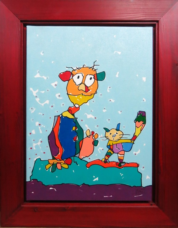 Paul Bartels: Acryl op doek, Sneeuw - Ingelijst verkocht voor € 80!