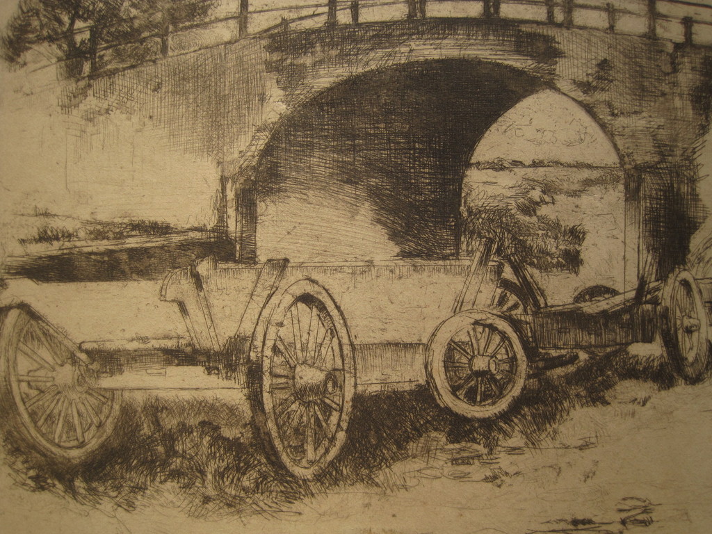 Mooie gedetailleerde Arie van Mever 1899-1978 Ets "Karren langs de weg" 1946 kopen? Bied vanaf 1!