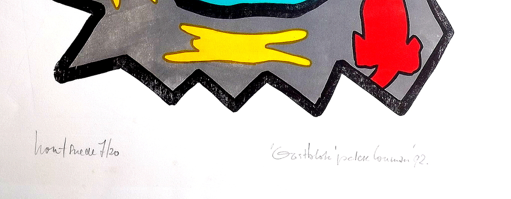 Peter Louman - houtsnede uit 1992 - getiteld: Oostblok kopen? Bied vanaf 1!