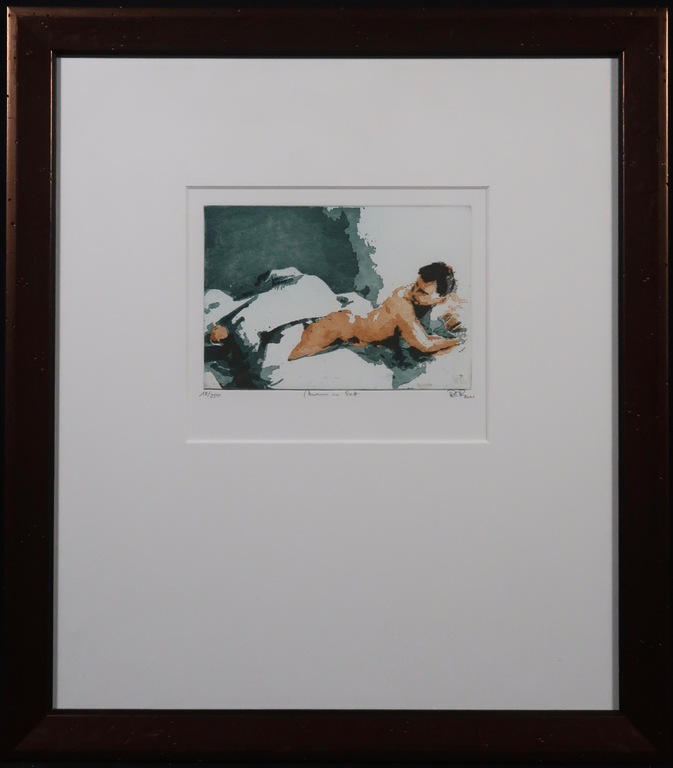 Robert C. Rore: Ets, Mann im Bett - Ingelijst kopen? Bied vanaf 35!