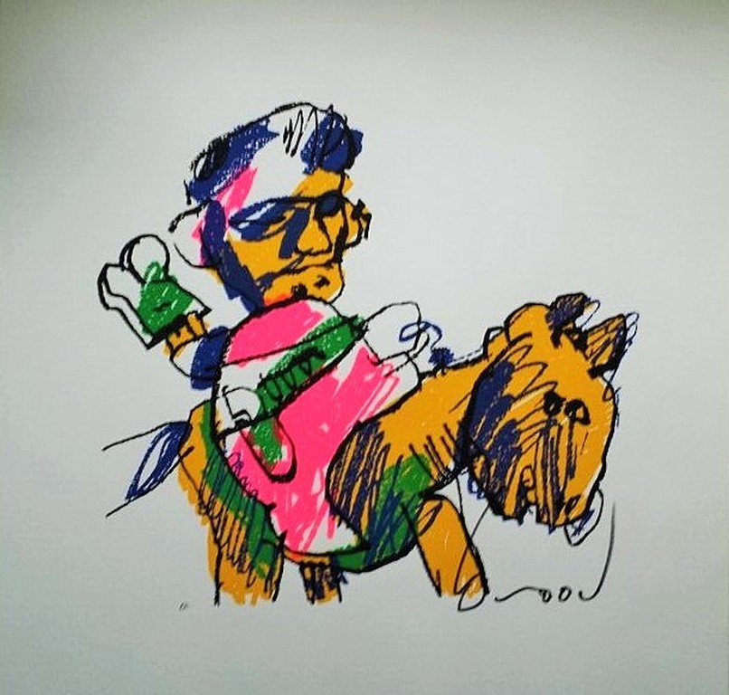 Herman Brood: Zeefdruk "MAN OP PAARD" Geleverd met het HBM certificaat kopen? Bied vanaf 149!