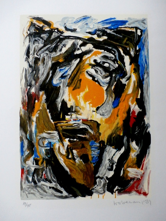 Theo Wolvecamp - zeefdruk: Abstracte voorstelling - 1989 verkocht voor € 230!