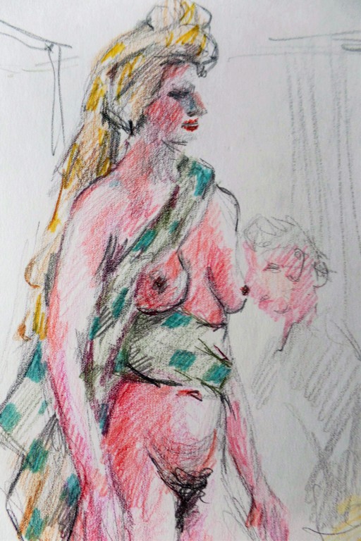 Piet Mulder 1919-2001  -  Potlood tekening  -  Naaktmodel in Atelier kopen? Bied vanaf 1!