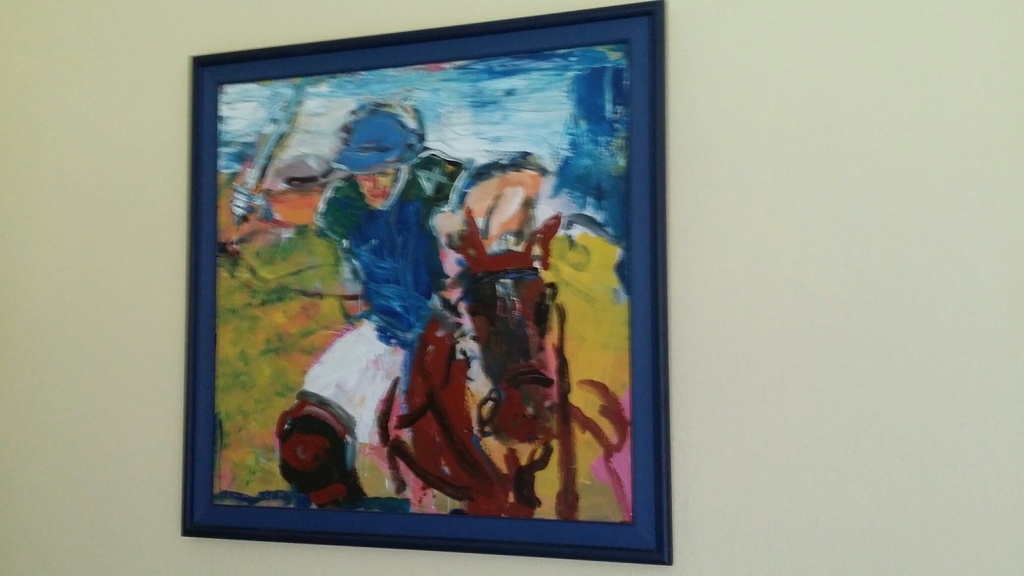 Onbekend. Acryl op doek. Polospeler. kopen? Bied vanaf 59!