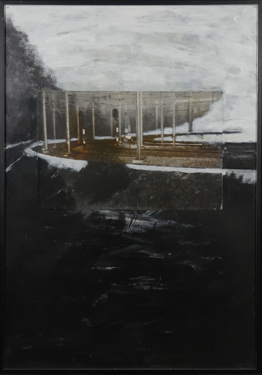 Gepke Bouma: Gemengde techniek op board, Desolate landscape I - Ingelijst kopen? Bied vanaf 80!