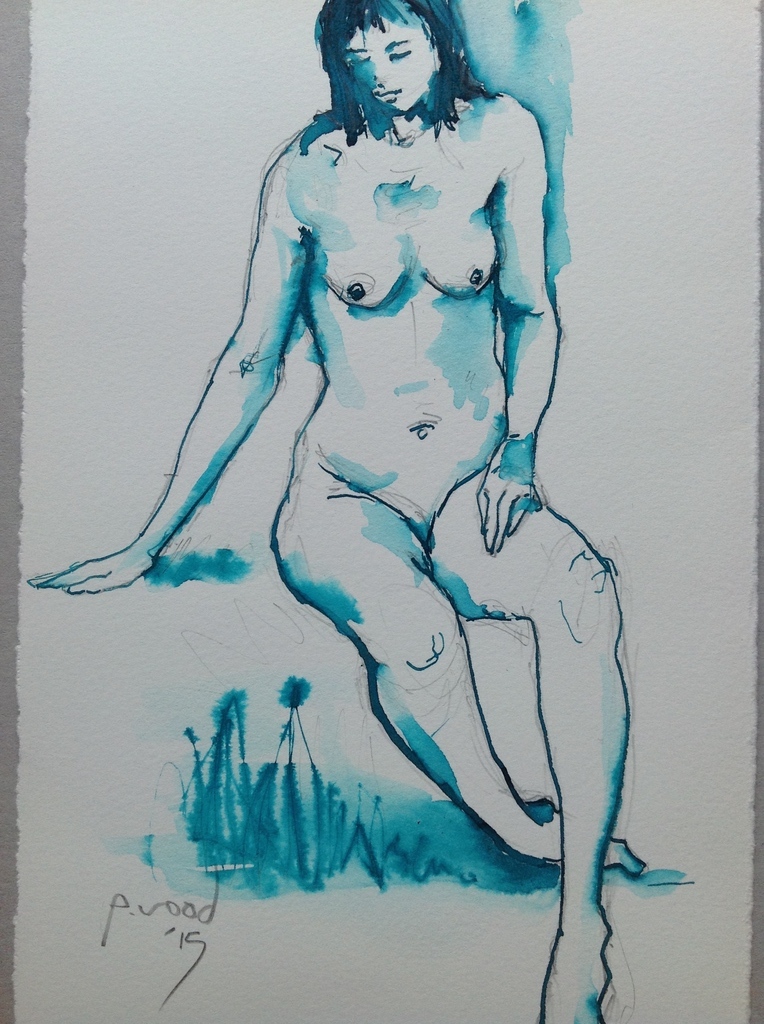 Pauline Wood,Origineel aquarel en pentekening,Nude Female kopen? Bied vanaf 40!