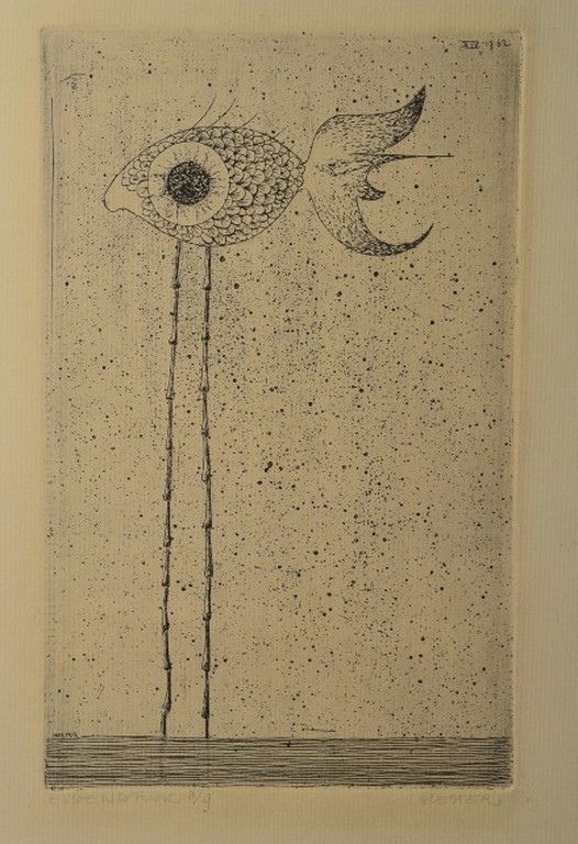 Henk Hester, ets, vis  kopen? Bied vanaf 40!