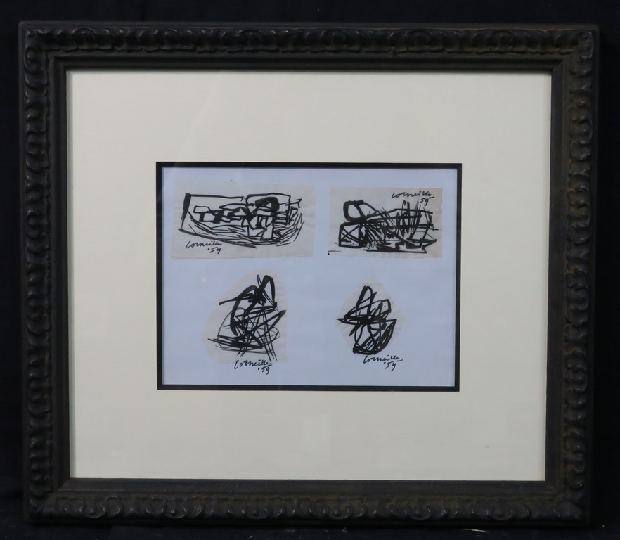 Corneille: 4x Inkttekening, Z.T. - Ingelijst verkocht voor € 600!
