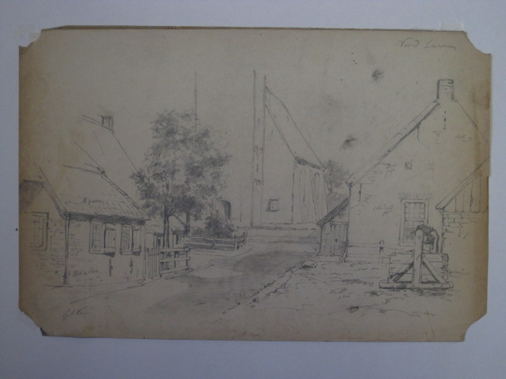 Fraaie potloodtekening G.L.Kiers (1838-1916) "straatje Noord Laren" gesigneerd kopen? Bied vanaf 1!