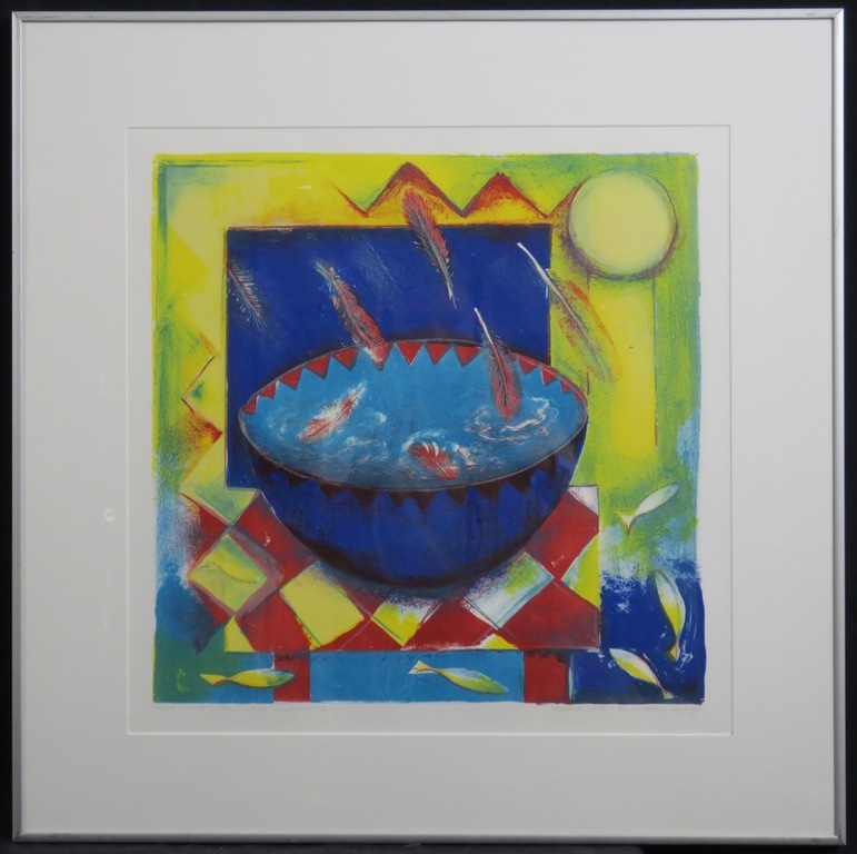 Marianne Aulman: Litho, De val van Icarus II - Ingelijst kopen? Bied vanaf 20!