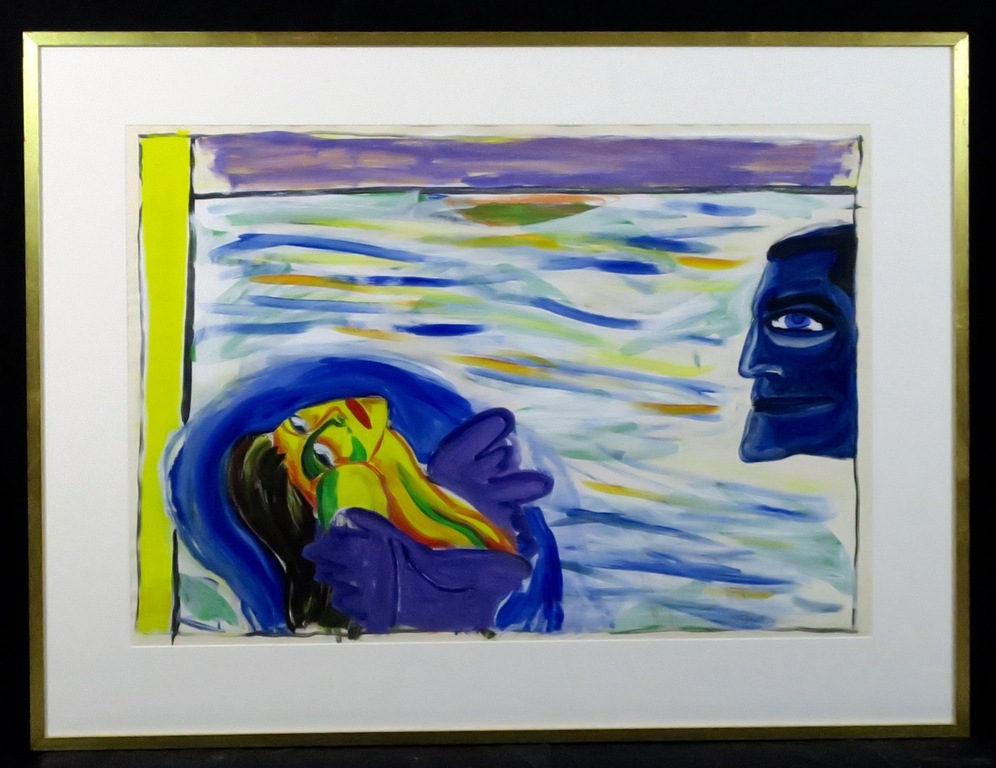 Alphons Freymuth: Gouache, Zonder titel - Ingelijst (groot) verkocht voor € 440!