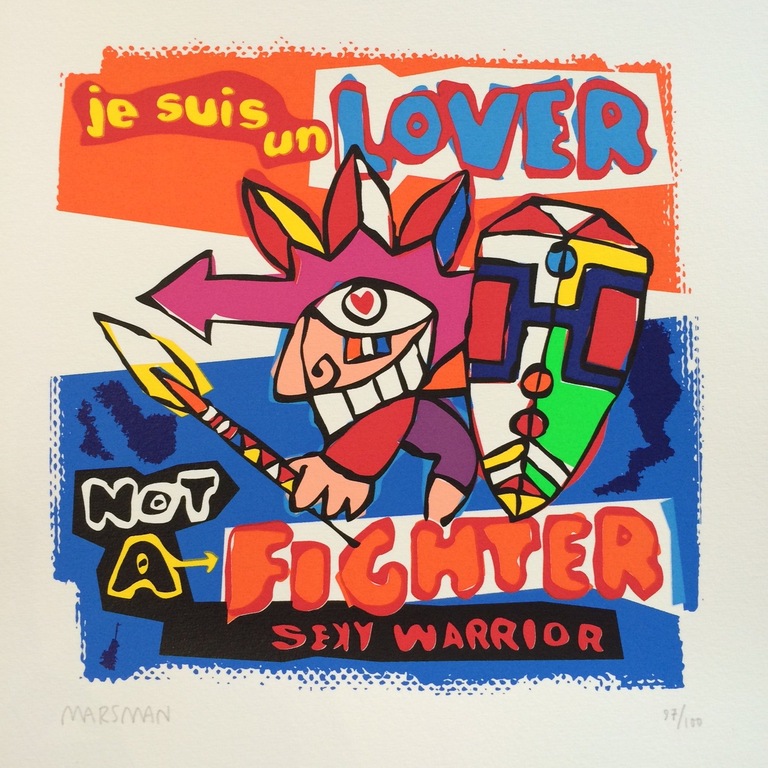Jean-Paul Marsman, zeefdruk op papier, Titel: je suis un lover kopen? Bied vanaf 20!