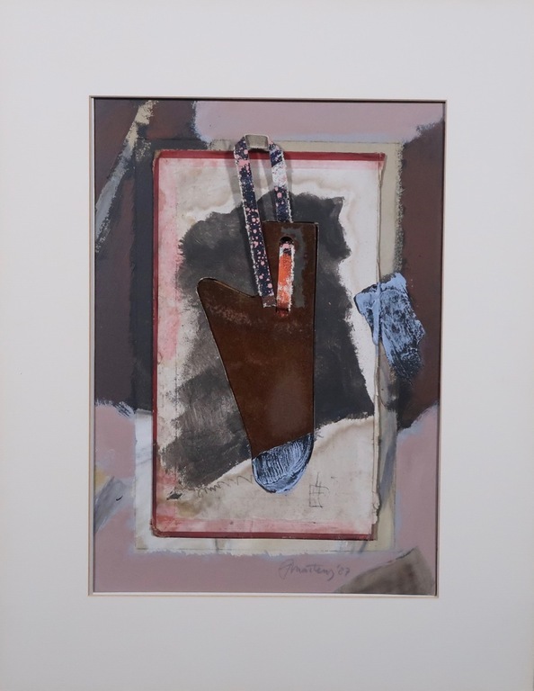 Jan Martens: Assemblage, Stof en IJzer op karton, Z.T. kopen? Bied vanaf 80!