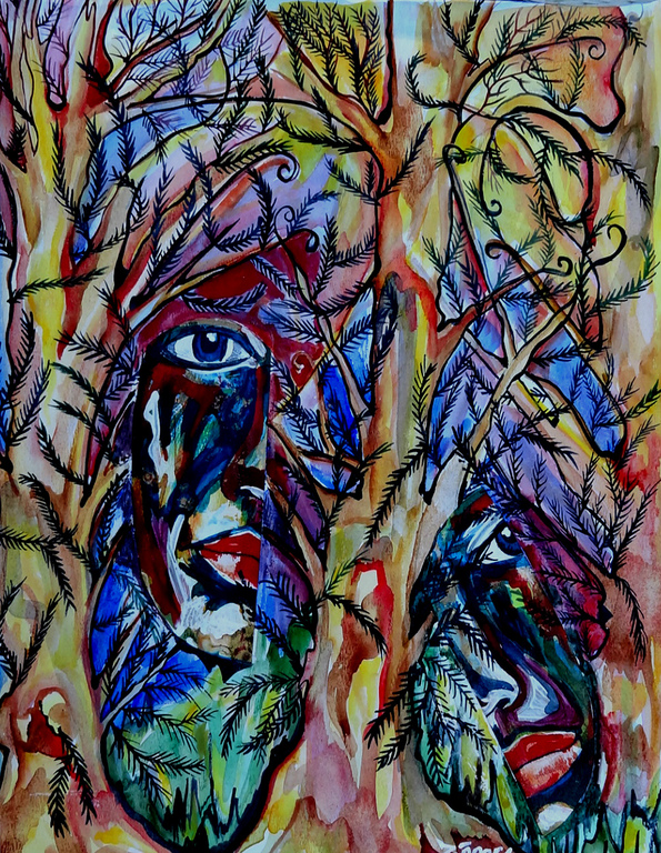 Zippora Meijer Between The Forces Of Nature aquarel op papier 48/57  incl lijst verkocht voor € 45!