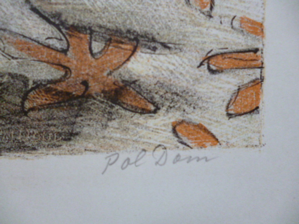 Pol Dom - kleurenlitho - Strandscène bij Scheveningen kopen? Bied vanaf 35!