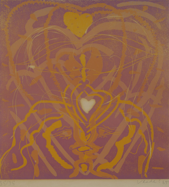 Anton Vrede: Zeefdruk, Zonder titel - Ingelijst kopen? Bied vanaf 35!