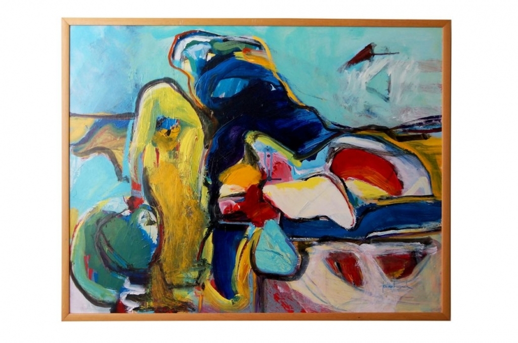 Jos van Beek acryl op paneel Formidabele kracht verkocht voor € 150!