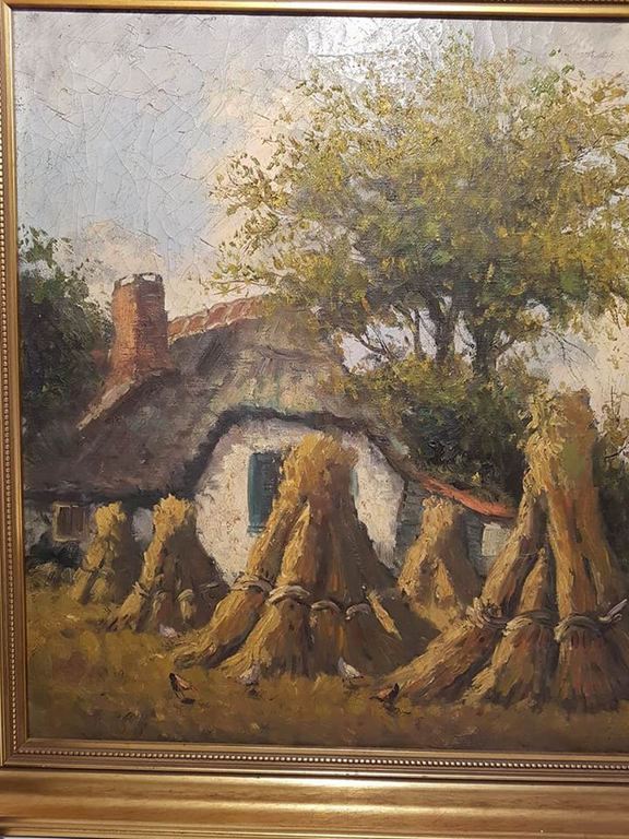 CH.Petit (Ps: A.CH.W.Terhell,1863-1949) Olieverf, Boerderij met korenschoven. kopen? Bied vanaf 30!