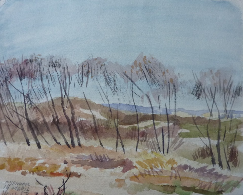 HAN KRUG aquarel "Kijfhoek" (Den Haag) 1952 verkocht voor € 50!